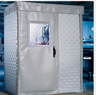 Non-fiberous acoustical curtains for industry